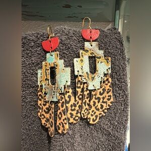 Leopard Print Statement Earrings